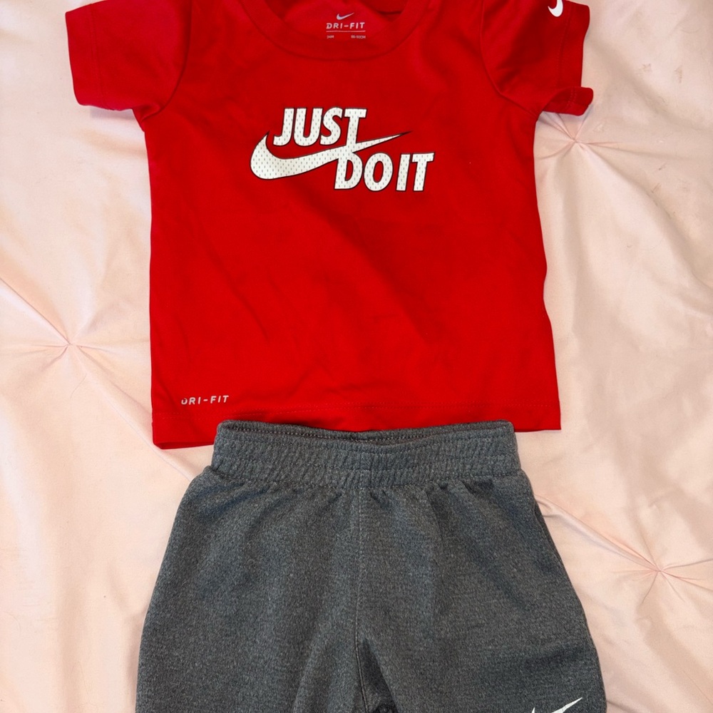 Nike Gray and White Athletic Shorts